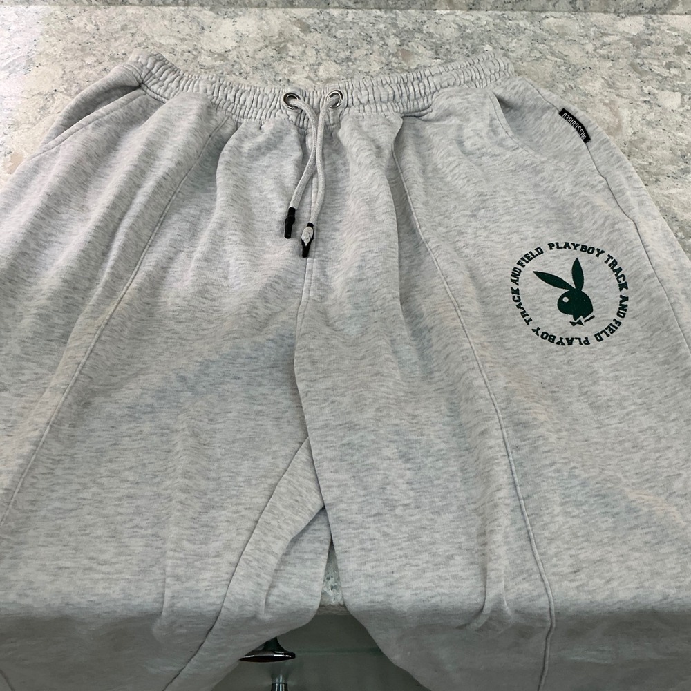 Playboy Missguided Sweatpants US 10 Grey Track and Field Graphic Joggers - Picture 4 of 11
